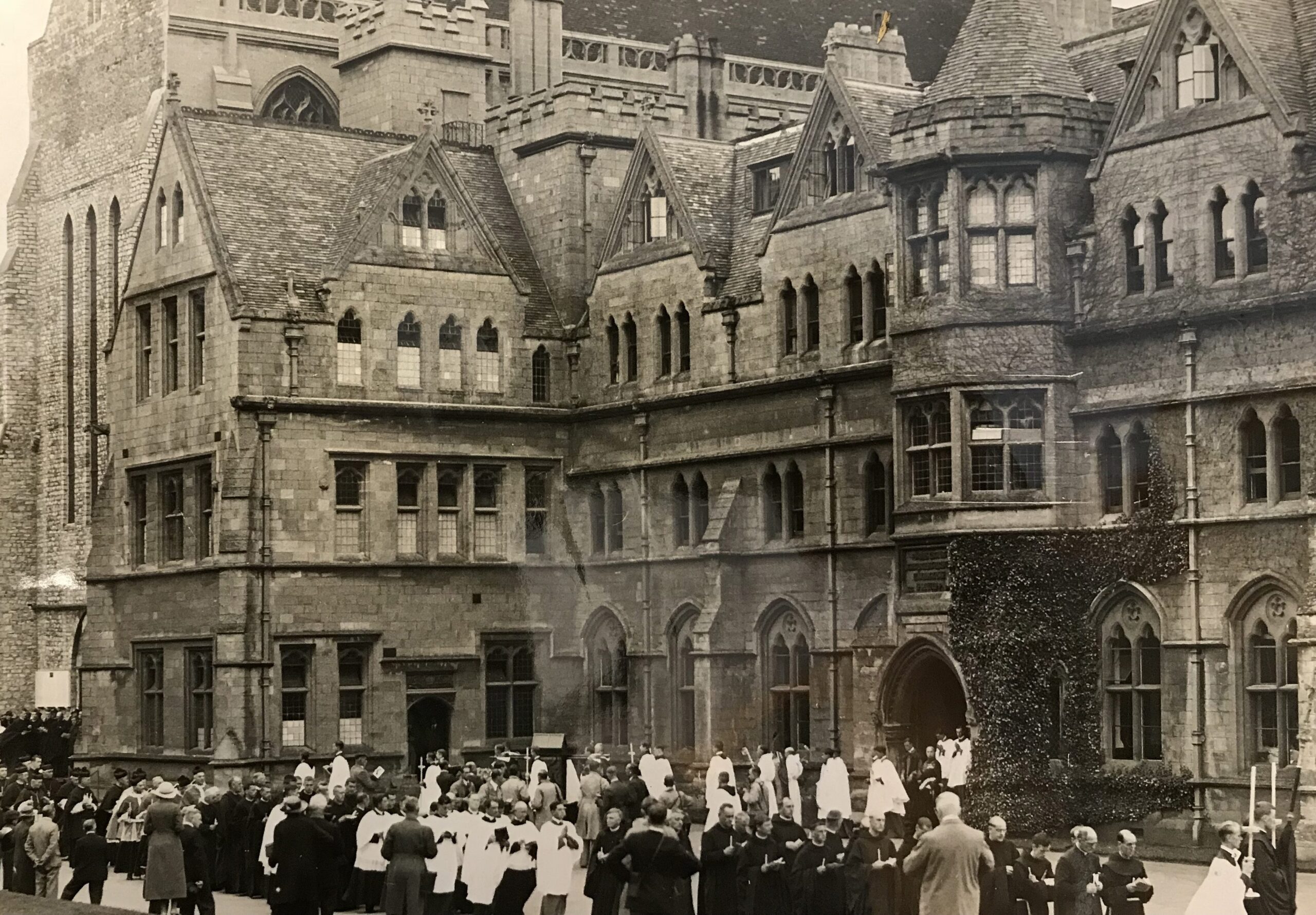 Old photo of downside abbey Dedication service