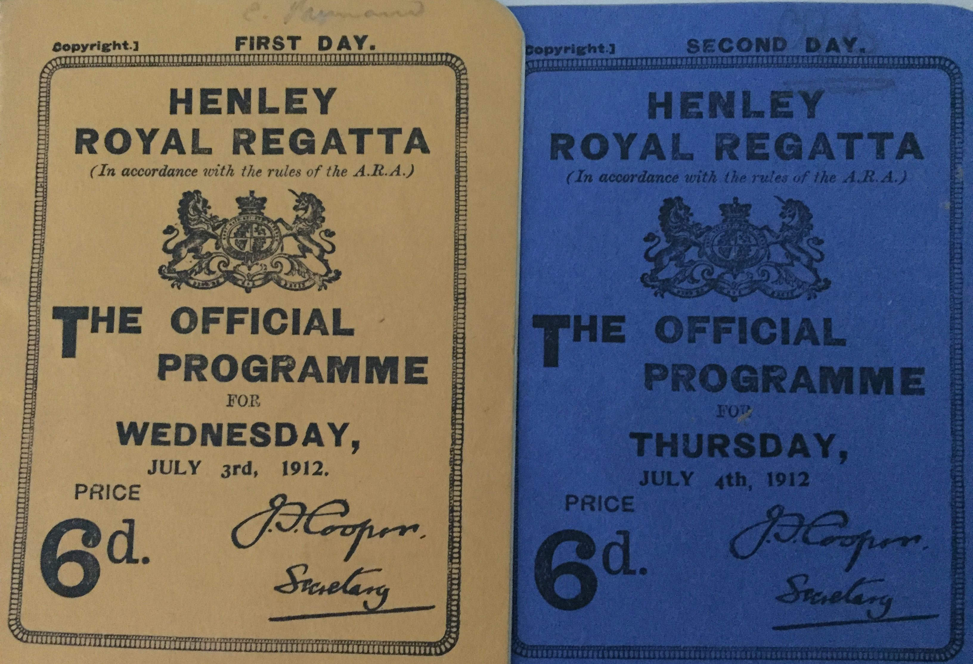 Henley Royal Regatta programmes 1912
